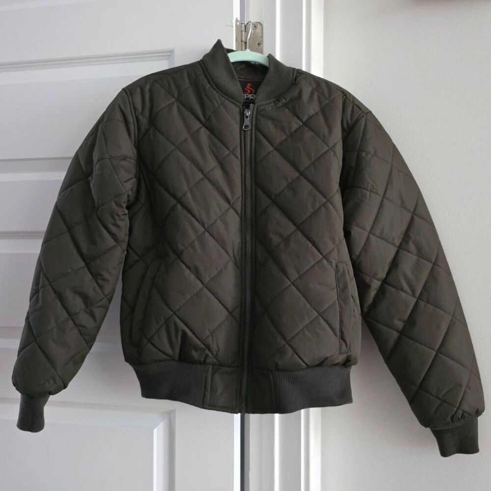 Olive Spire Quilted Bomber Jacket